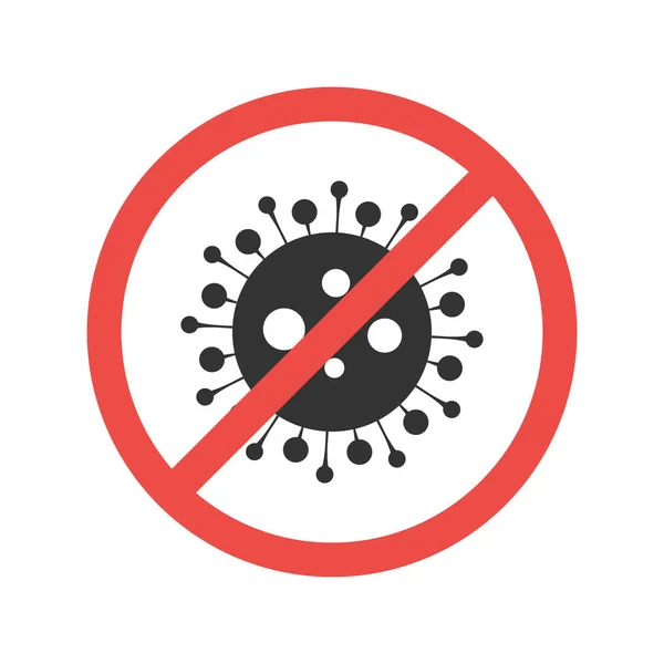 Virüs parçacık glif simgesi işaretiyle yasak. Siluet simge durdurmak. Antiviral dokunulmazlık. Negatif alan. İzole vektör çizim