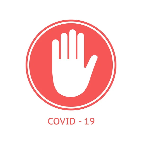 Zastavte Koronavirovou Červenou Značku Žádné Znamení Covid Izolováno Vektorová Ikona — Stockový vektor