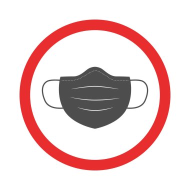 Tıbbi maske vektör simgesi beyaz arkaplanda izole edildi