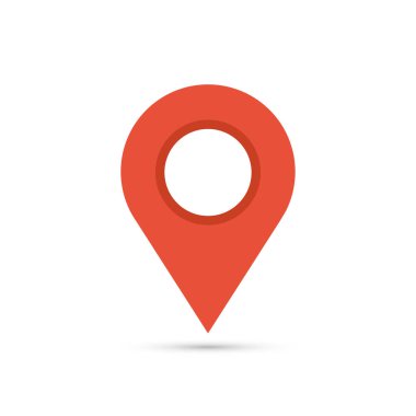Harita iğnesi. Kırmızı lokasyon. Konum haritası simgesi. Pin simgesi vektörü beyaz arkaplanda izole edildi.