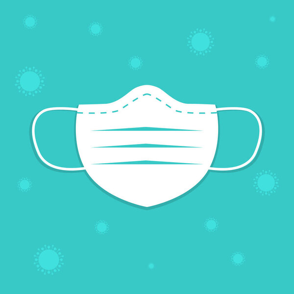 Medical mask vector icon on a blue background. Stop coronavirus.