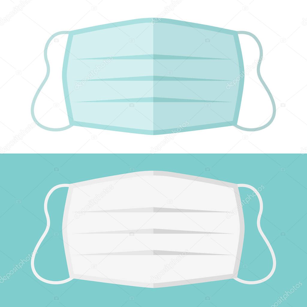two color medical masks in isolated vector illustration