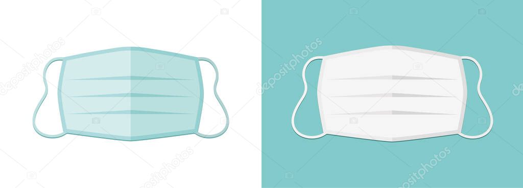 two color medical masks in isolated vector illustration