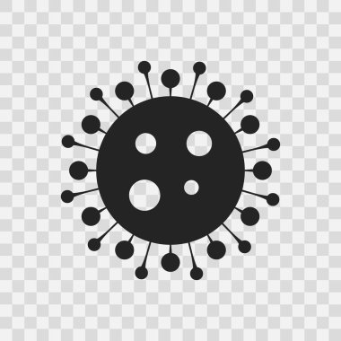 Coronavirüs. Virüs, bakteri, mikrop ikonu. Düz biçimde bakteri vektör işareti. Şeffaf arkaplanda izole edilmiş mikrop bakteri simgesi