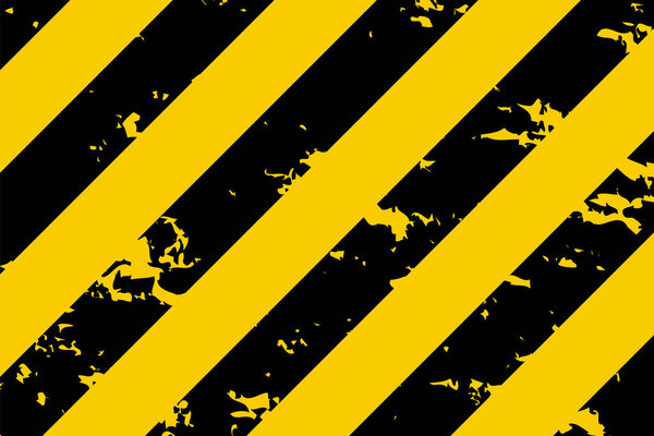 Illustration of yellow and black stripes. Symbol of hazardous and radioactive substances. Traditional background with grunge effect. Vector illustration.