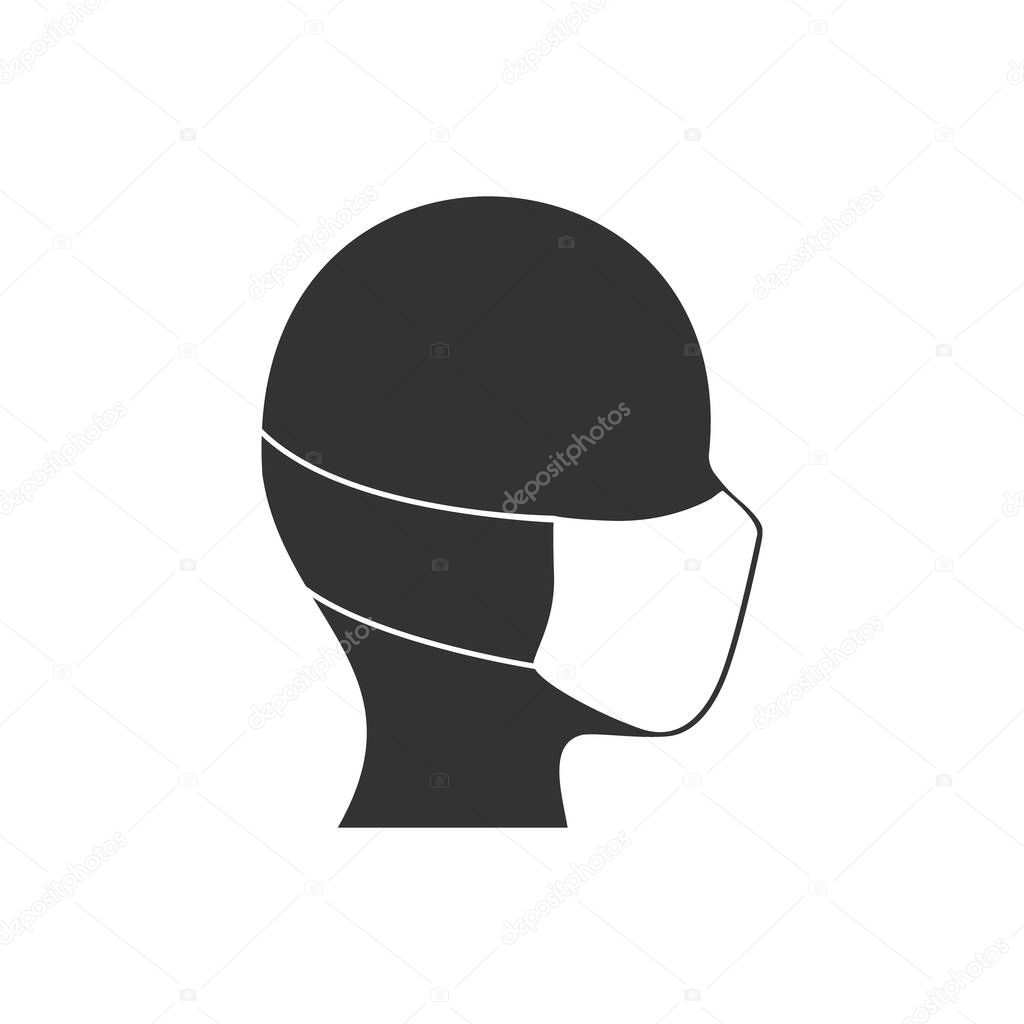 Man face with mask icon vector in trendy flat style isolated on white background.