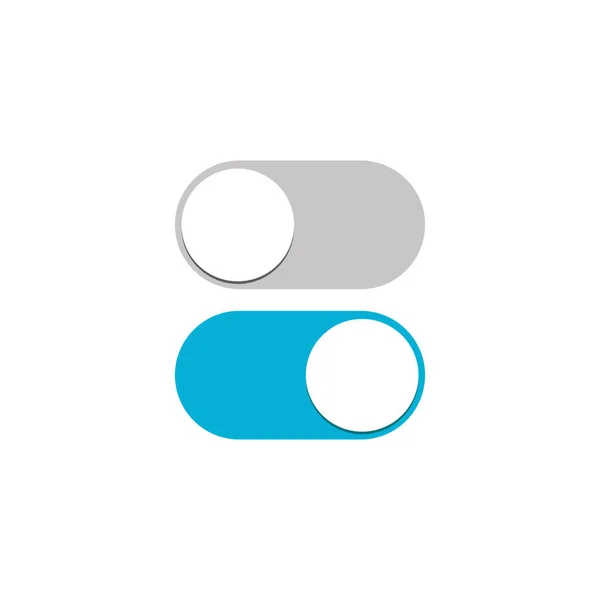 Kippschalter Symbol Blau Eingeschaltet Grau Ausgeschaltet Vektordarstellung Flachem Design Isoliert — Stockvektor