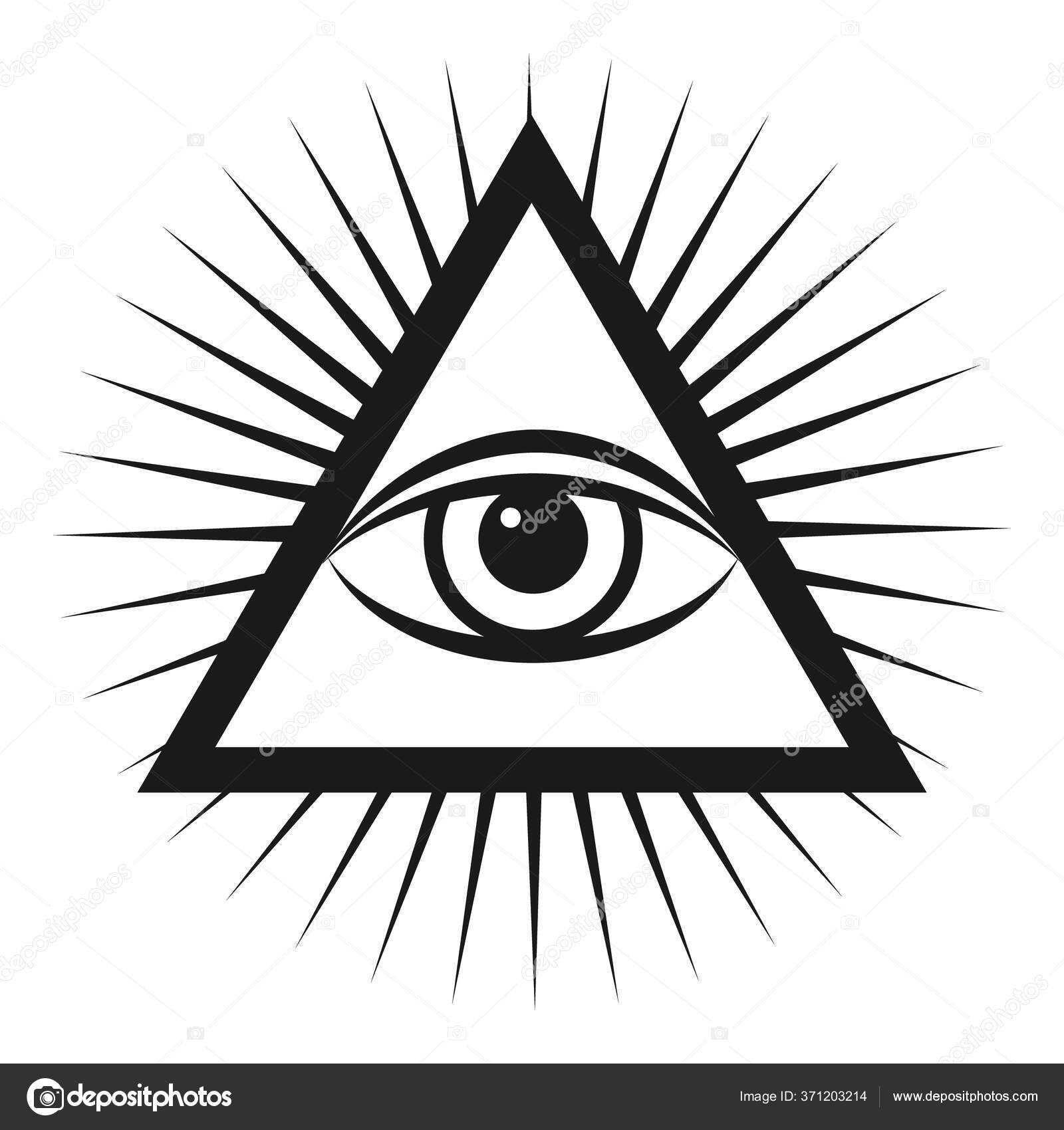 Masonic Symbol All Seeing Eye Pyramid Triangle Icon Vector