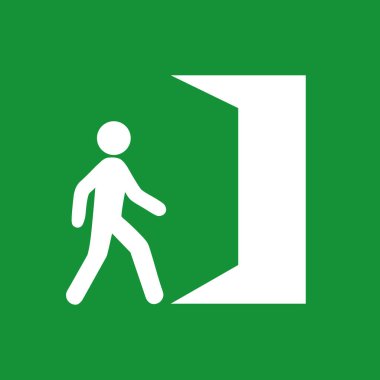 Acil çıkış, çıkış yol işareti. Vektör çizim.