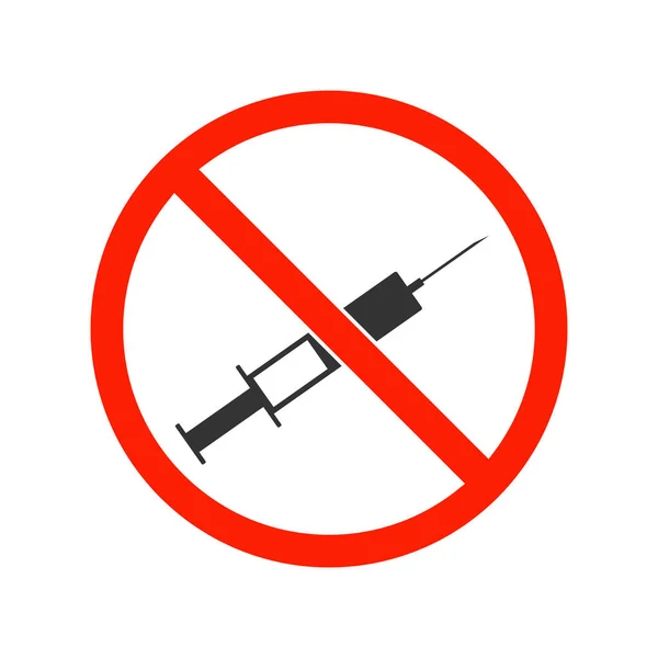 Refus Vaccination Médicaments Concept Narcotique Avec Icône Stop Seringue Médicale — Image vectorielle