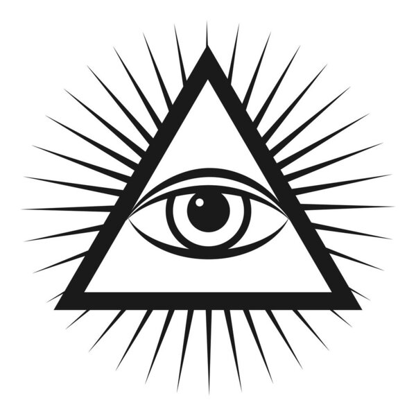 Masonic symbol The all-seeing eye inside the pyramid triangle icon. Vector illustration on a white background