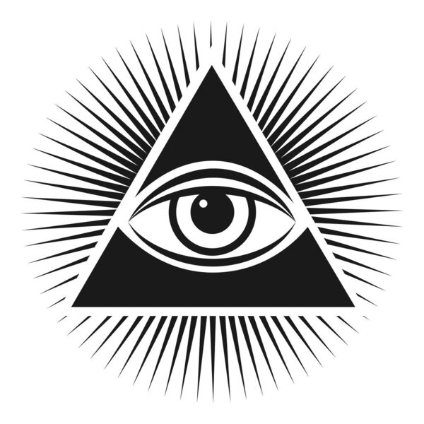 Masonic symbol The all-seeing eye inside the pyramid triangle icon. Vector illustration on a white background