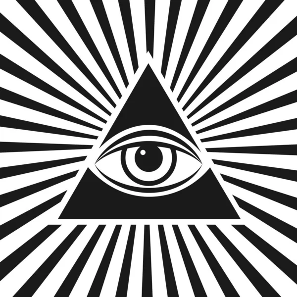 Zednářský Symbol Vševidoucí Oko Uvnitř Ikony Trojúhelníku Pyramidy Vektorová Ilustrace — Stockový vektor