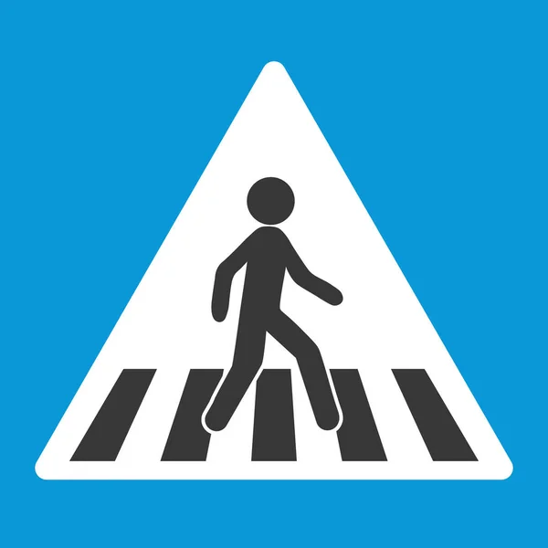 Οδική Σήμανση Διάβαση Πεζών Ζέβρα Μπλε Τριγωνική Πινακίδα Εικονογράφηση Διάνυσμα — Διανυσματικό Αρχείο