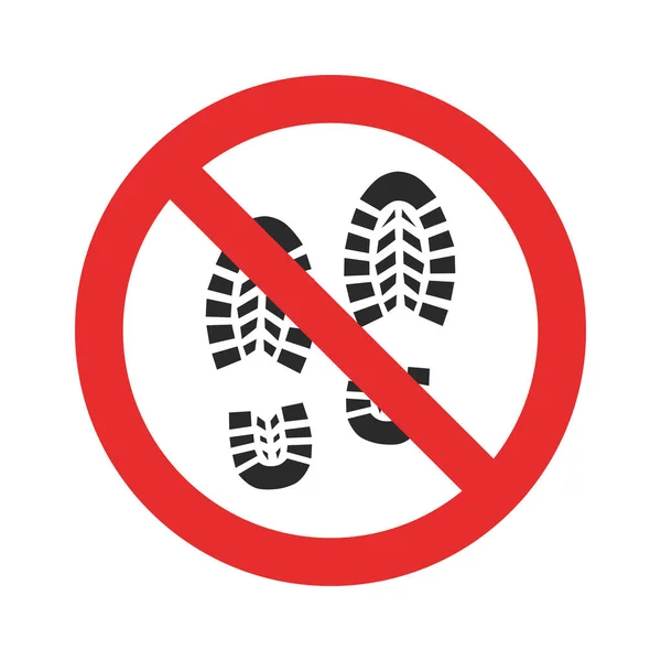No hay ningún icono de pie. Letrero de zapato de impresión prohibido. Ilustración vectorial aislada en blanco . — Vector de stock