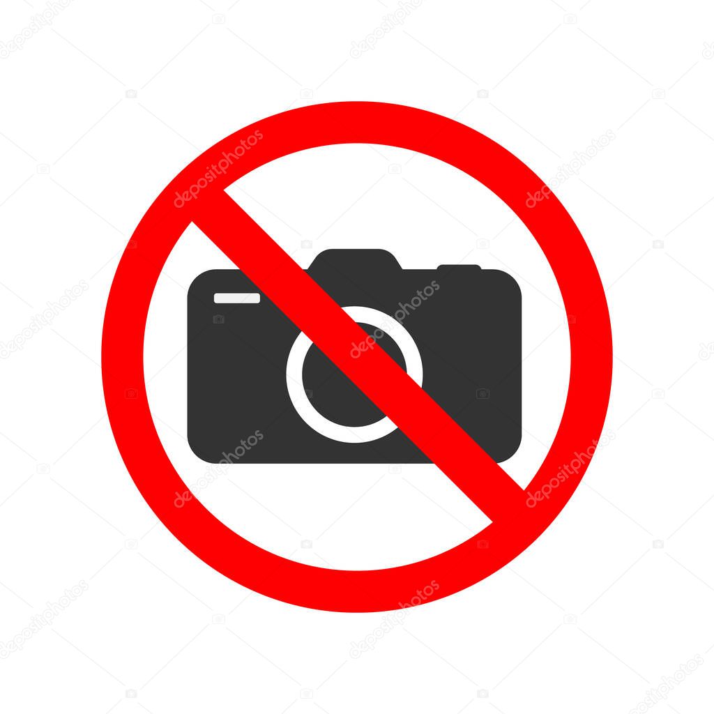 No photos prohibiting sticker symbol for places isolated on white background