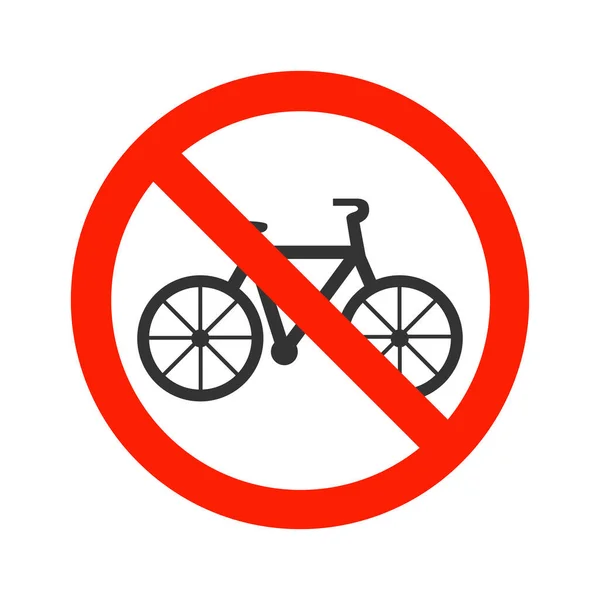 自転車も禁止標識のアイコンも黒も白地に隔離 — ストックベクタ