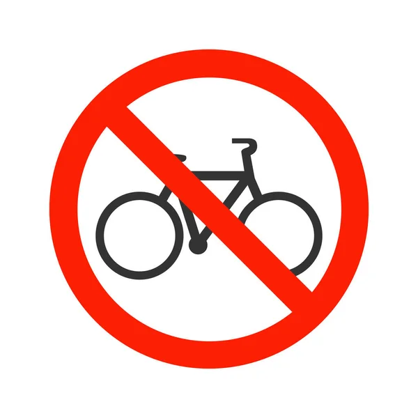 自転車も禁止標識のアイコンも黒も白地に隔離 — ストックベクタ