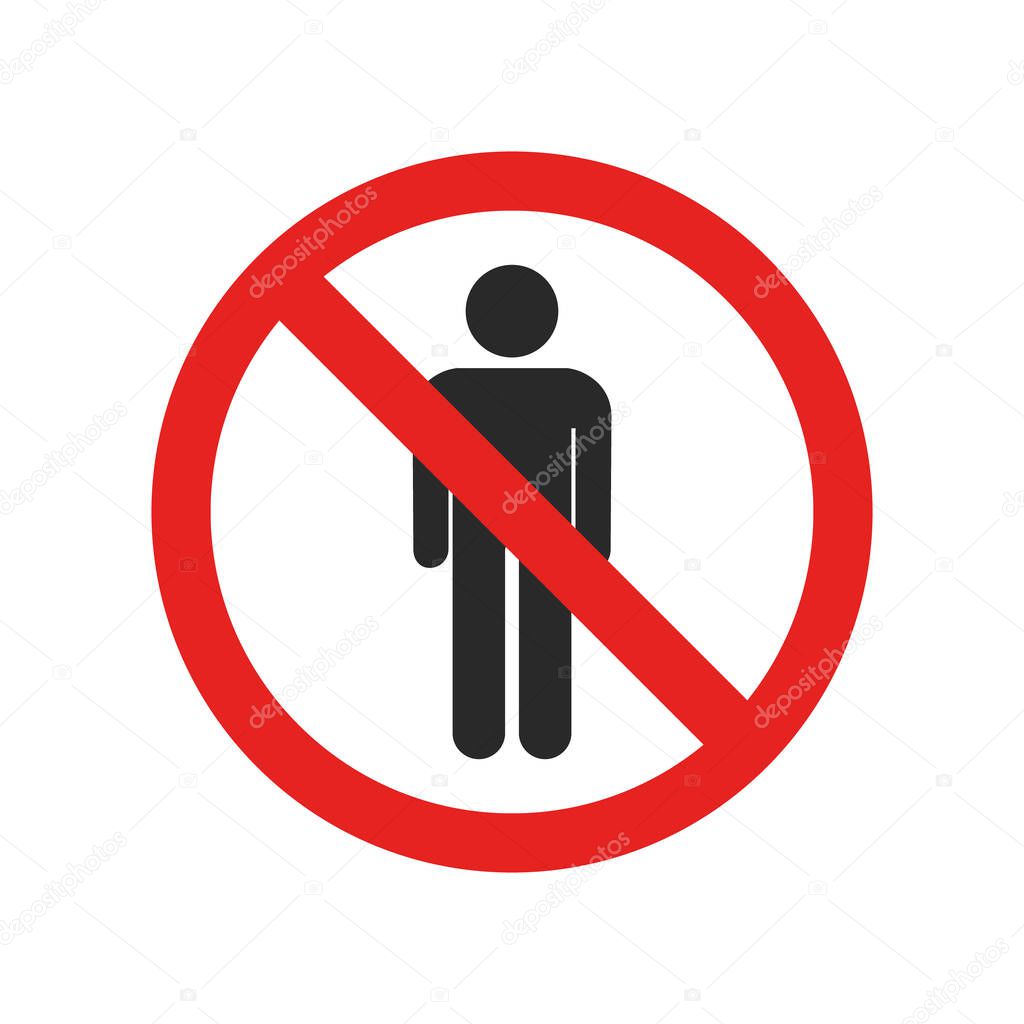 No man sign, vector art image illustration, red circle forbidden concept, solated on white background.