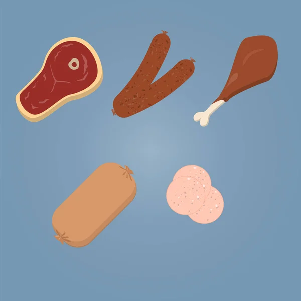 Illustration med kött — Stock vektor