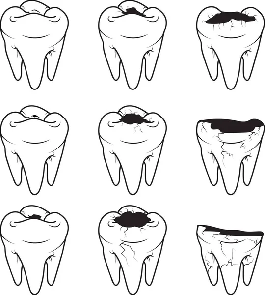 Icono del vector de la caries dental. Esquema — Archivo Imágenes Vectoriales