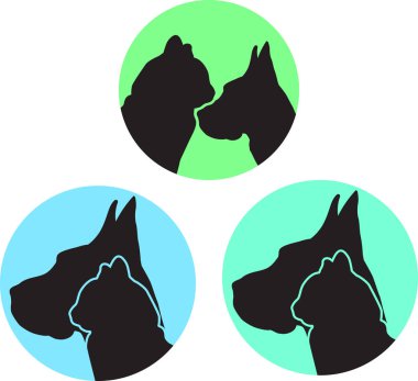 Köpek ve kedi logo üç varyasyon