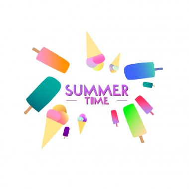 Yaz vektör poster izole dondurma ile
