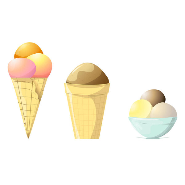 векторные иллюстрации мороженого, выделенные на белом
