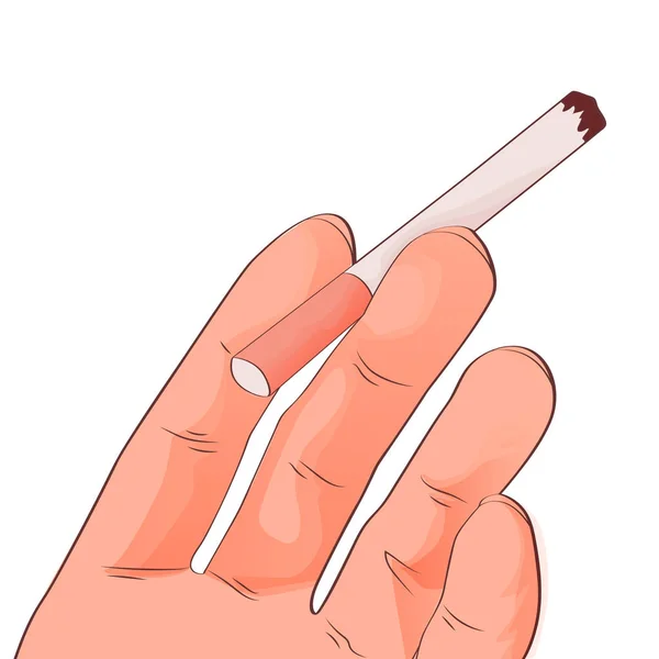 Cigarett med gult filter, side view, skiss vektorillustration isolerade på vit bakgrund. — Stock vektor