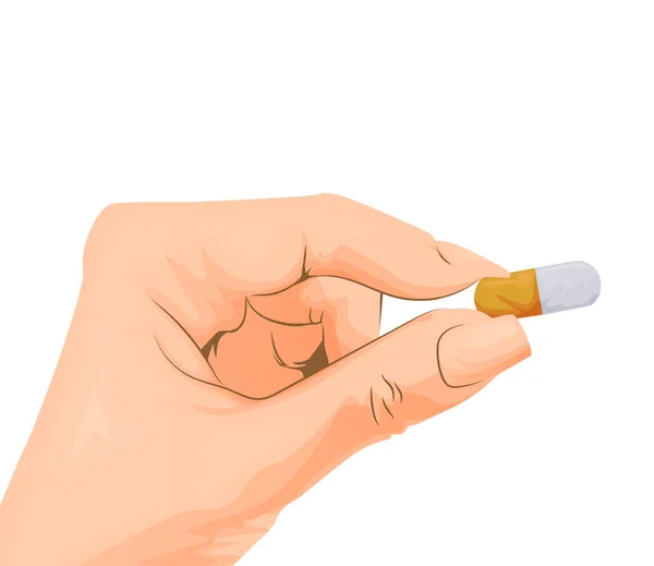 Hands are holding medical things, capsule, pill — Stock Vector