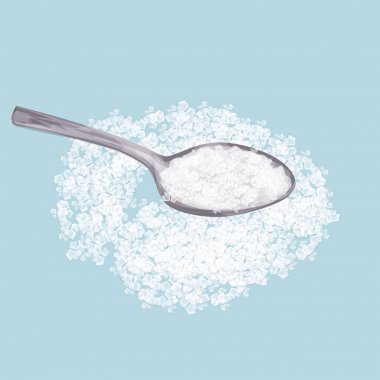 Şeker kaşığı. Vektör çizim nesnesi izole. Beyaz toz