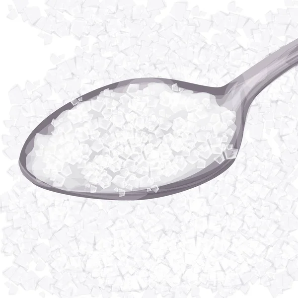 Lžíci cukru. Vektorový obrázek objekt izolované. Bílý prášek — Stockový vektor