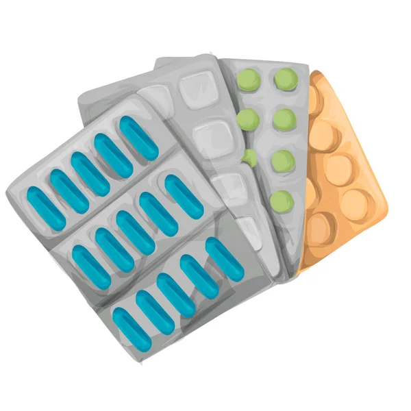Лекарственные таблетки, вектор лекарственных антибиотиков. Цветные таблетки, иллюстрация антибиотиков и витаминов — стоковый вектор