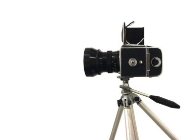 Beyaz bir arka plan izole eski kamera vintage. Filmograpgy ve fotoğraf