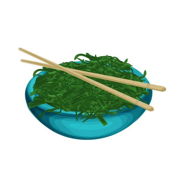 Sea Kelp Alimentos Marinos Comida Japonesa Sabrosa Vector Ilustración Realista — Vector de stock