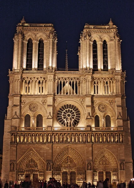 Gece Notre Dame Katedrali. Paris — Stok fotoğraf