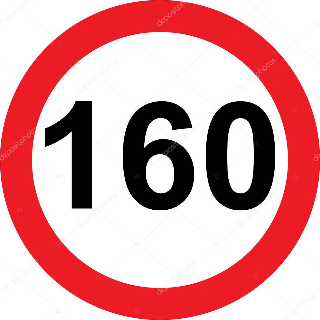 160 speed limitation road sign