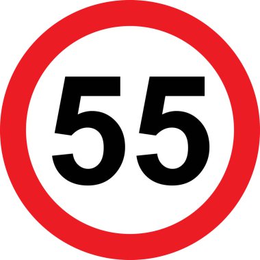 55 hız sınırlama yol işareti