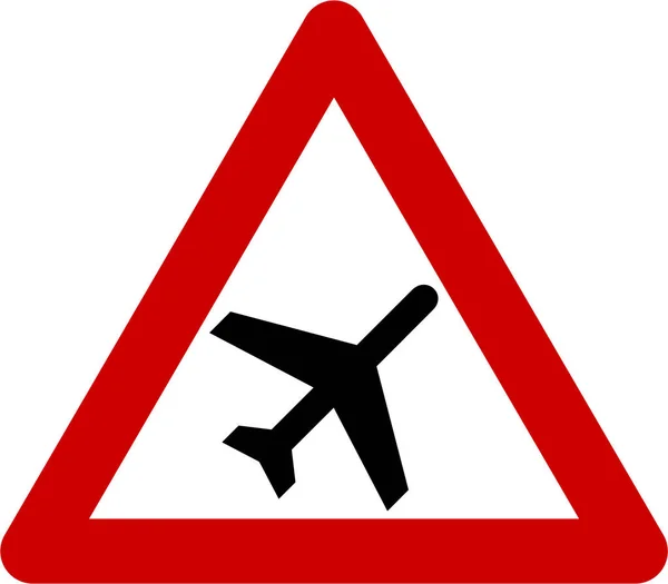 Panneau d'avertissement avec avion — Photo