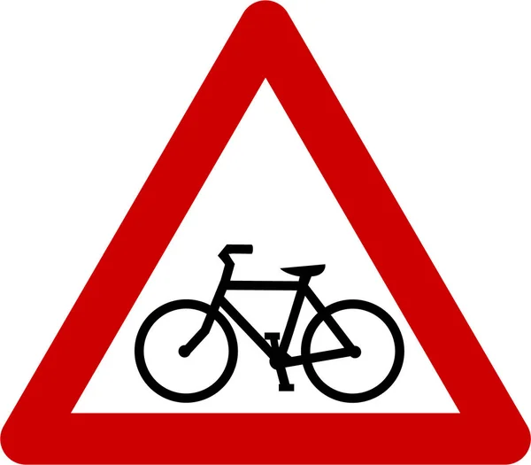 Warnschild mit Fahrrad — Stockfoto