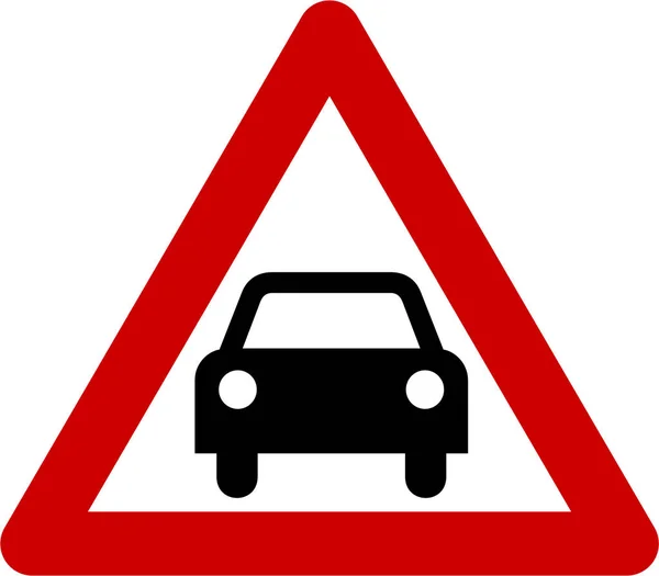 Warning sign with car — Stock Photo, Image