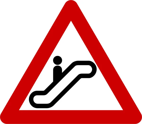 Предупредительный знак с эскалатором — стоковое фото