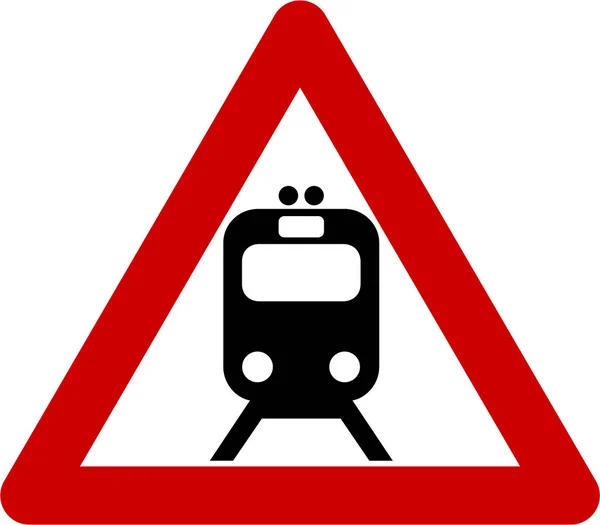 Waarschuwingsbord met trein — Stockfoto