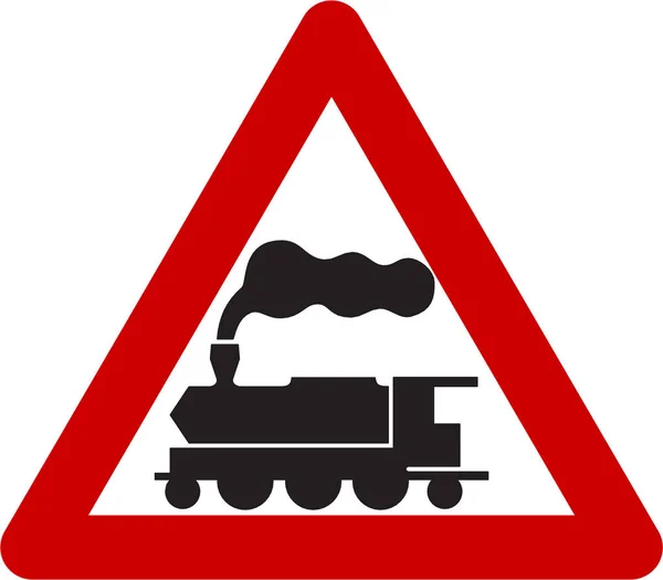 Waarschuwingsbord met trein — Stockfoto