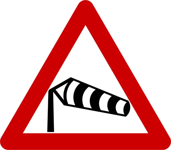 Предупреждающий знак с боковыми ветрами — стоковое фото