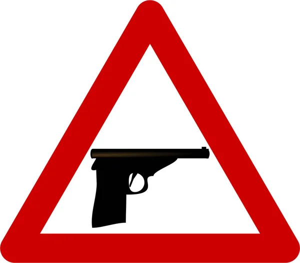 Warnschild mit Waffe — Stockfoto