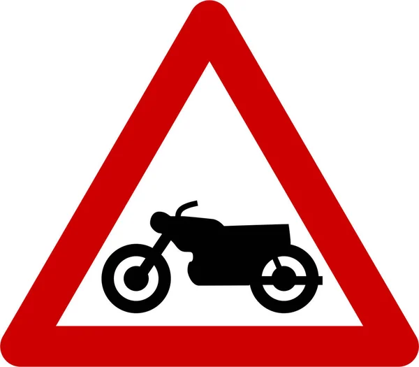 Знак предупреждения с мотоциклом — стоковое фото