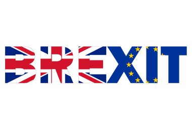 İngiltere ve AB bayrağı ile yazılmış Brexit metni