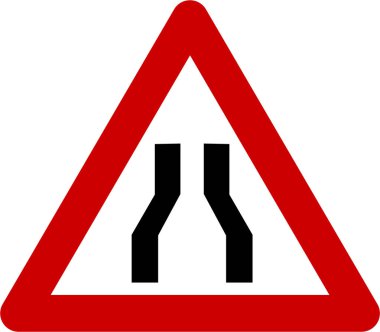 Uyarı işareti ile dar yol