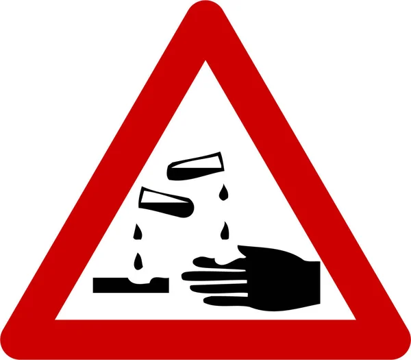 Sinal de aviso com substâncias corrosivas — Fotografia de Stock